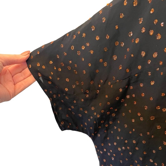 Madewell Black Rhyme Top in Metallic Dot Short Sleeve Blouse (L) - Picture 11 of 15